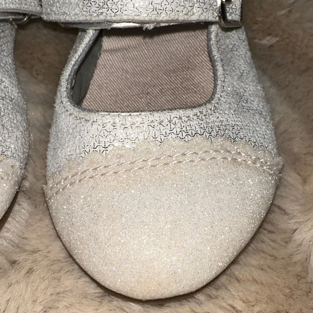 Stride Rite Memory Foam Glittery Silver Dress Shoes for Kids